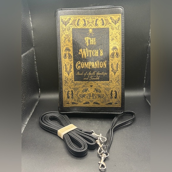 The Witch's Companion Black & Gold Tone Book Style Purse Handbag Clutch Wristlet